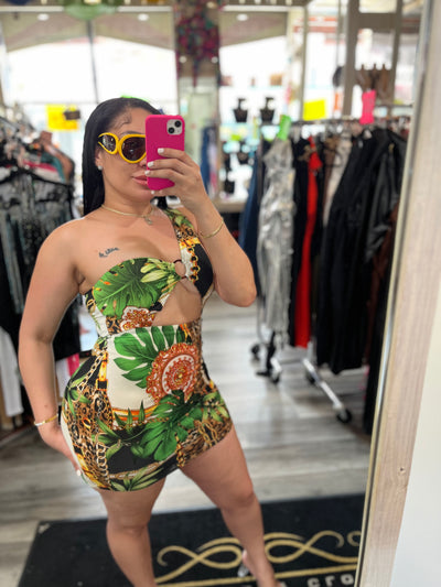 Green Jungle Mini Dress