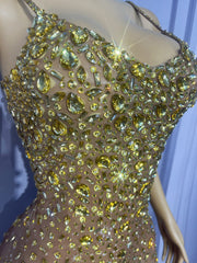 Gold Platted Diamonds Maxi Dress