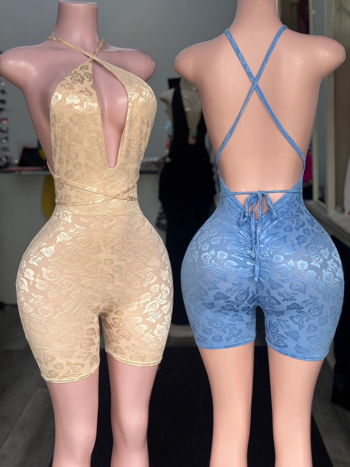 Molly Halter Romper Nude Floral
