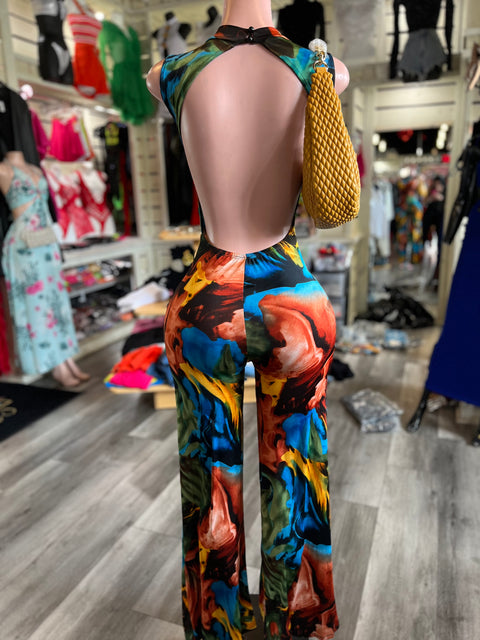 Marble Swirl Open Back Maxi Dress
