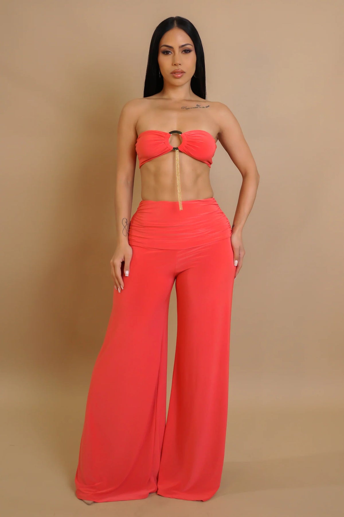 Conjunto de pantalón naranja de 3 piezas