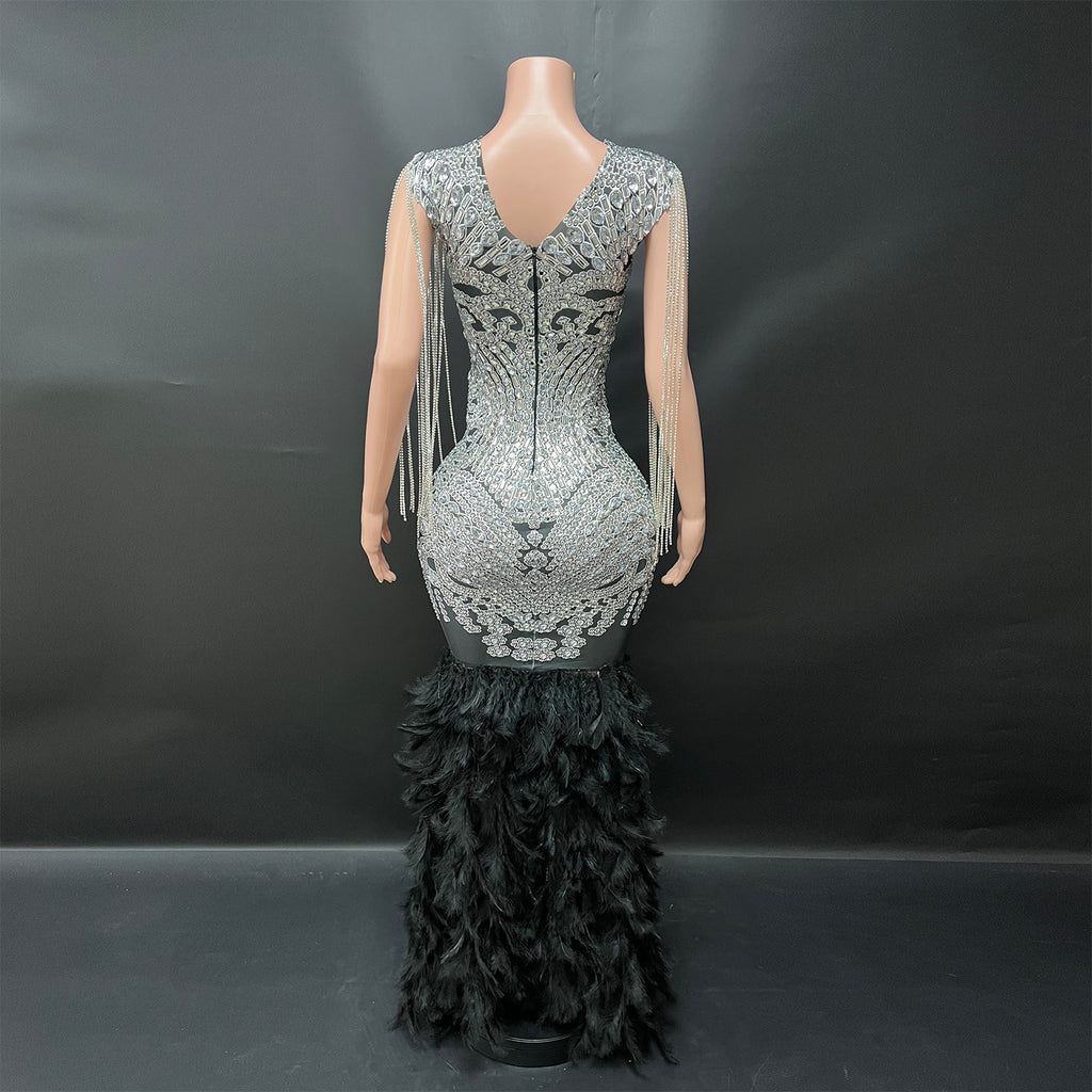 Feather Mermaid Diamond Dress