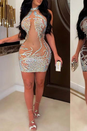 Rhinestone Party Mini Dress