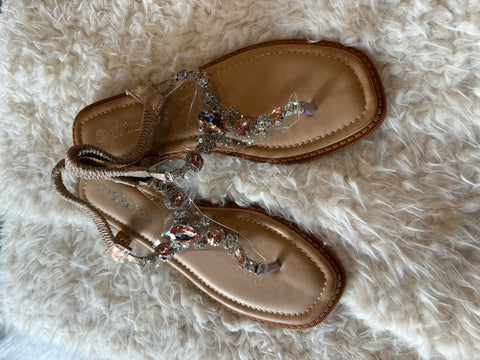 Jeweled T Strap Sandals