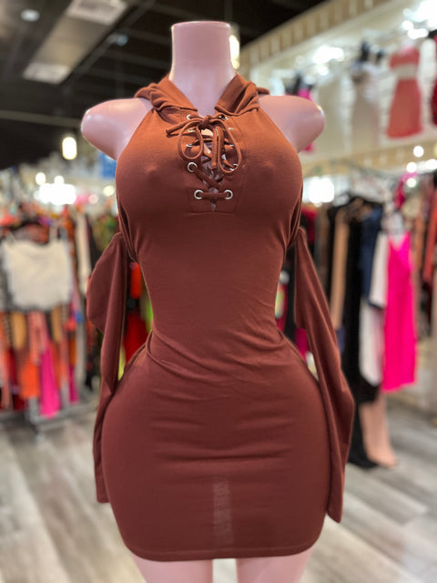 Brown Hoodie Dress
