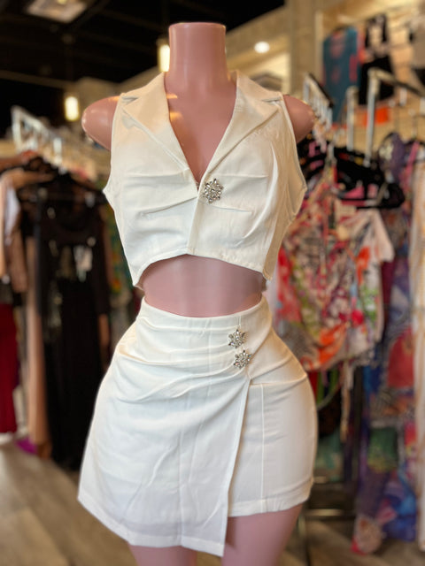White Elegant Skirt Set