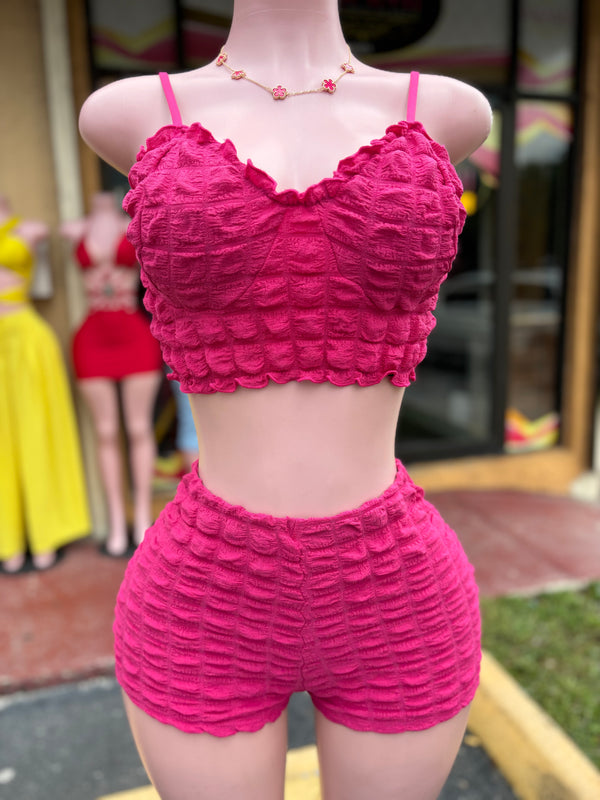 Pink Bubble Short Set