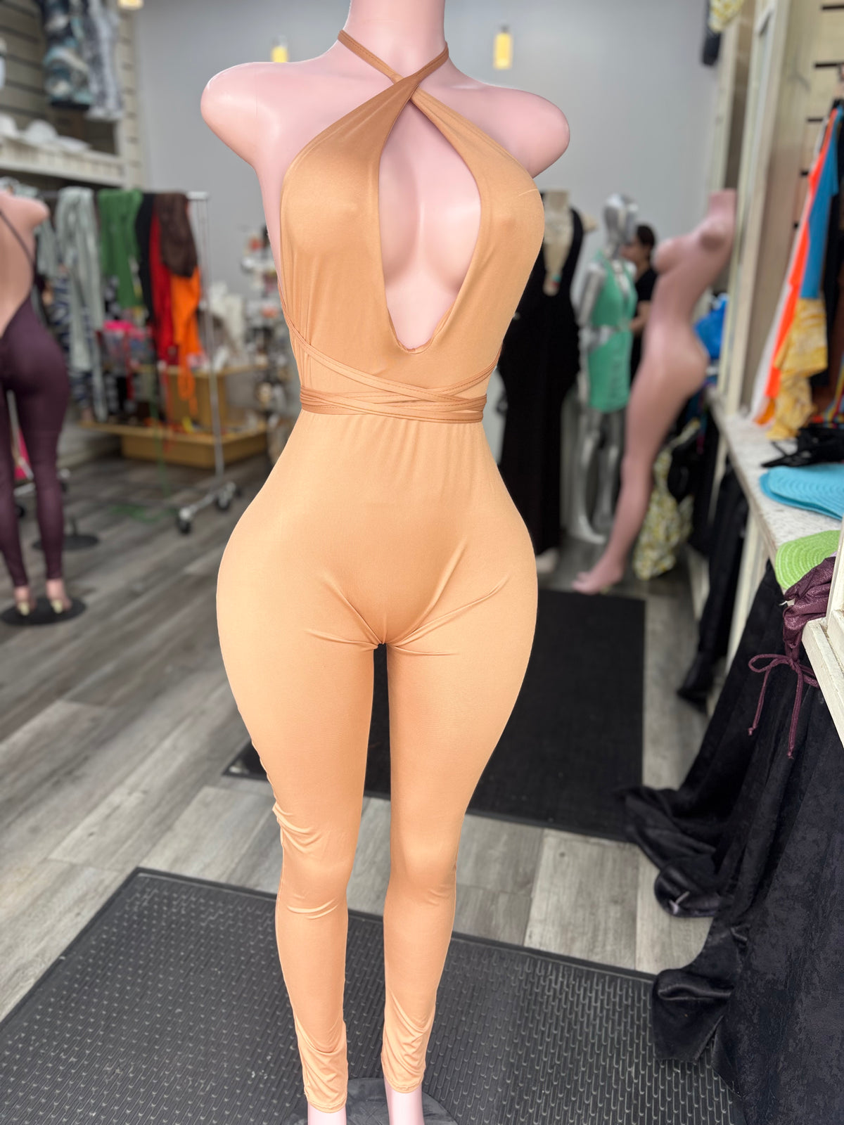 Strap Me Up Jumpsuit Nude