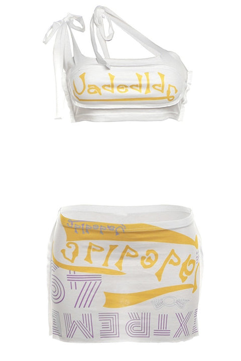 Graphic Mini Skirt Set