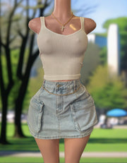 Jean Cargo Skirt