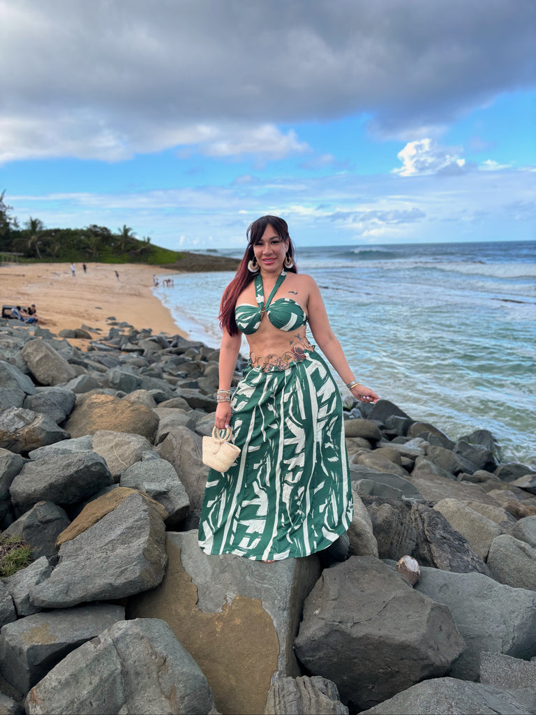Green Vacation Skirt Set