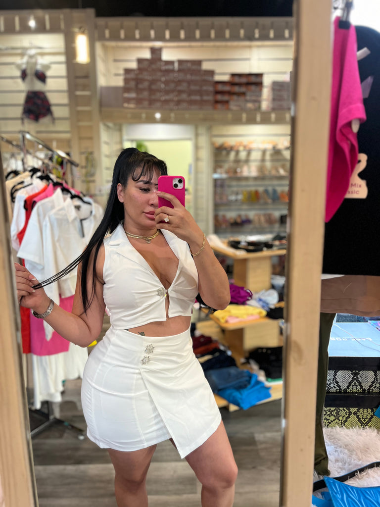 White Elegant Skirt Set