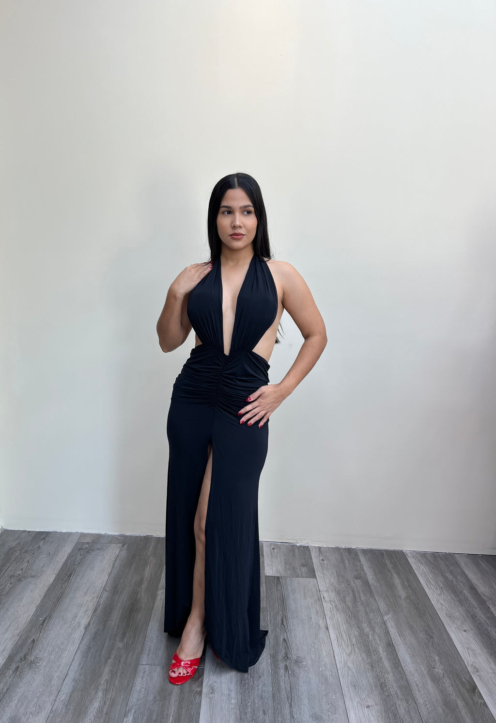 Open Black Maxi Dress