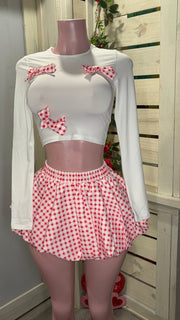 Red Bow Shirt Set