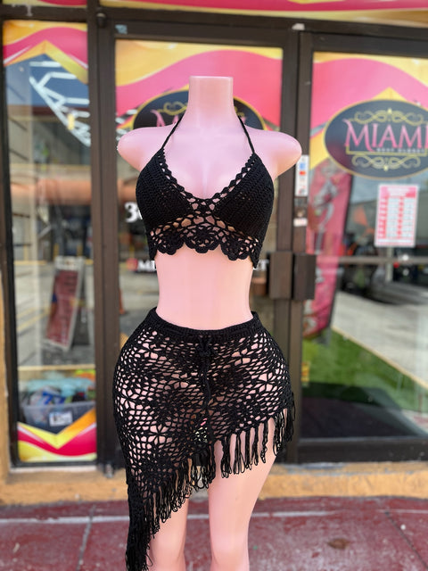Side Skirt Crochet Skirt set