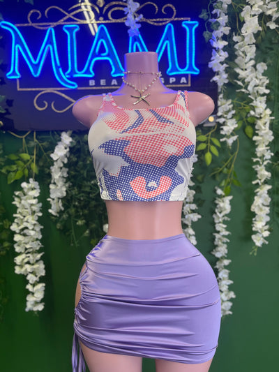 Letter Print Bodycon Skirt Set
