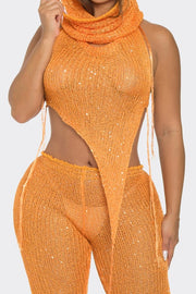 Sexy Orange Sheer 2 piece set