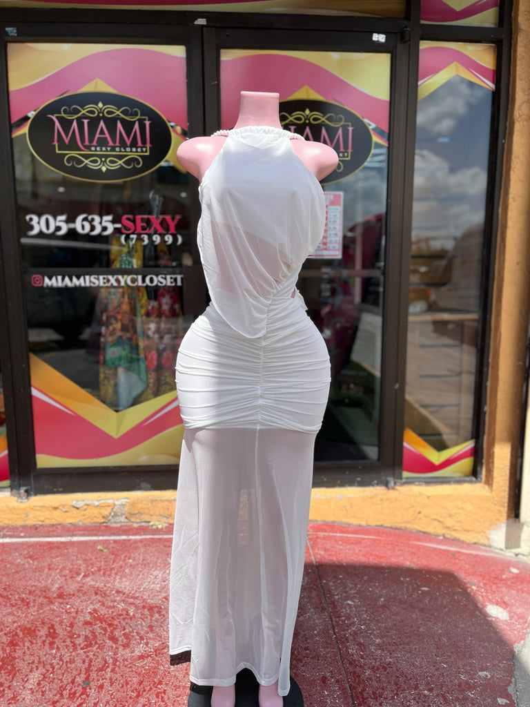 White Mesh Elegant Dress