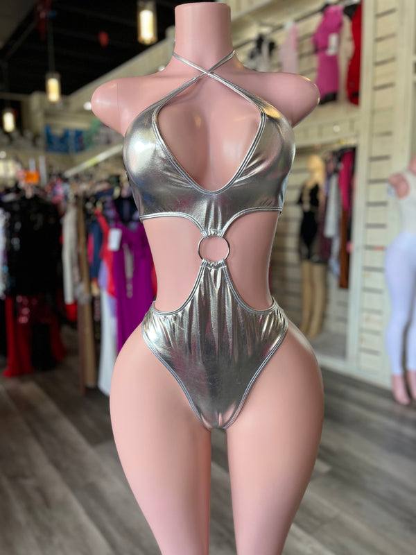 Metallic O Ring Bathing Suit