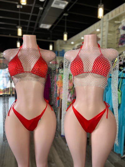 Long Sleeve Diamond Mesh Top