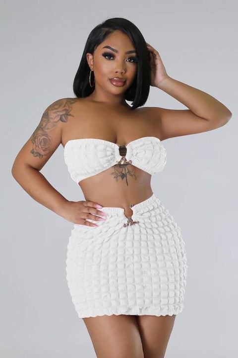 Ruched Buckle Skirt Set