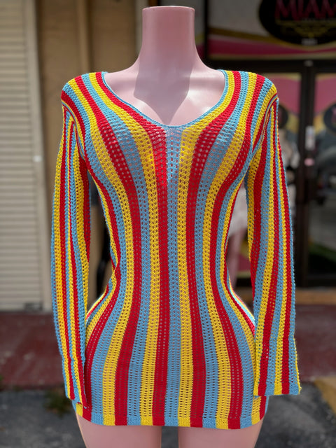 Colorful Long Sleeve Cover Up