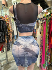 Mesh Baddie Skirt Set