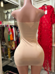 Nude Strapless Mini Dress