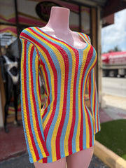 Colorful Long Sleeve Cover Up