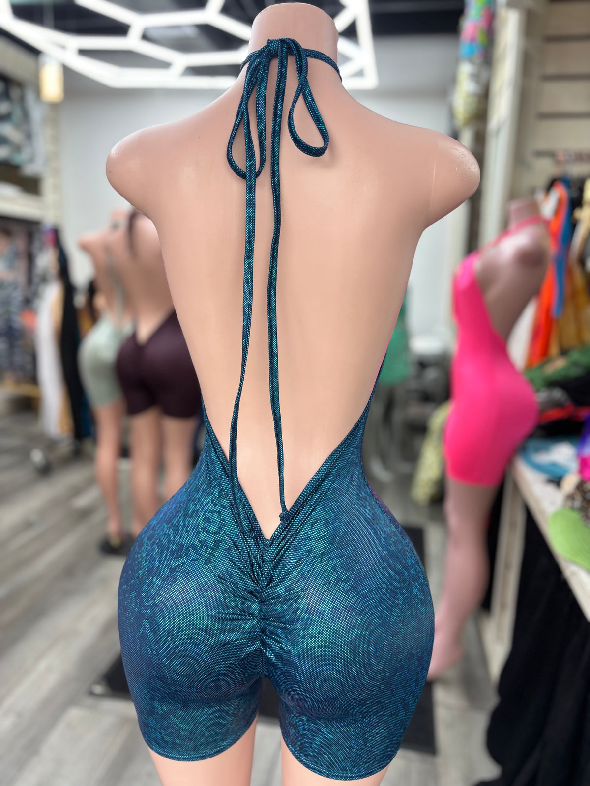 Molly Halter Romper Teal Galaxy