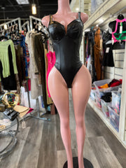 VCut Leather Bodysuit