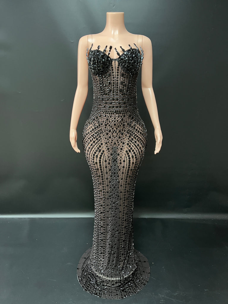 Black Out Diamond Maxi Dress