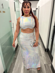 Metallic Skirt Maxi Set