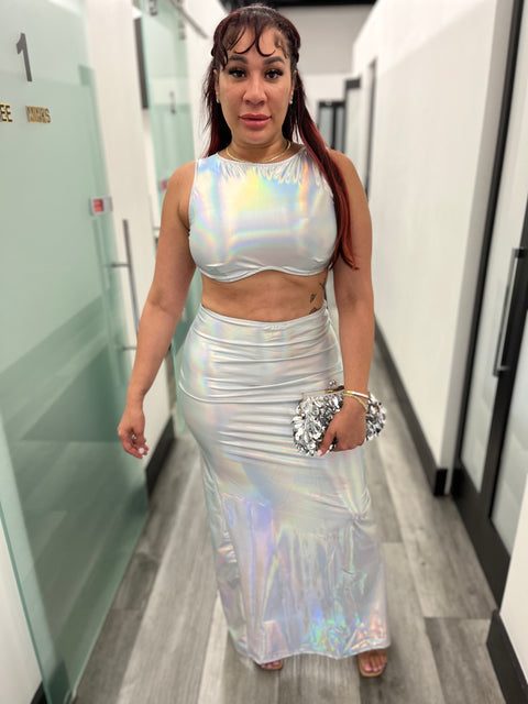 Metallic Skirt Maxi Set