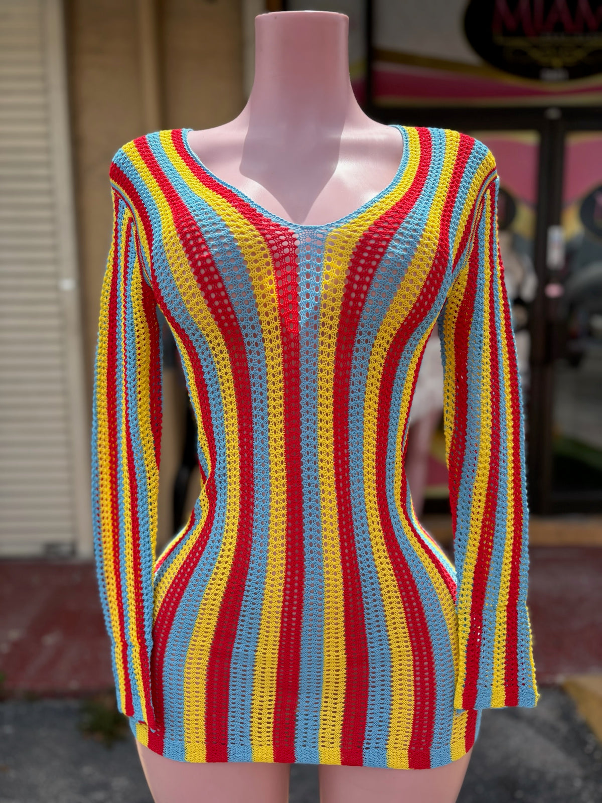 Colorful Long Sleeve Cover Up
