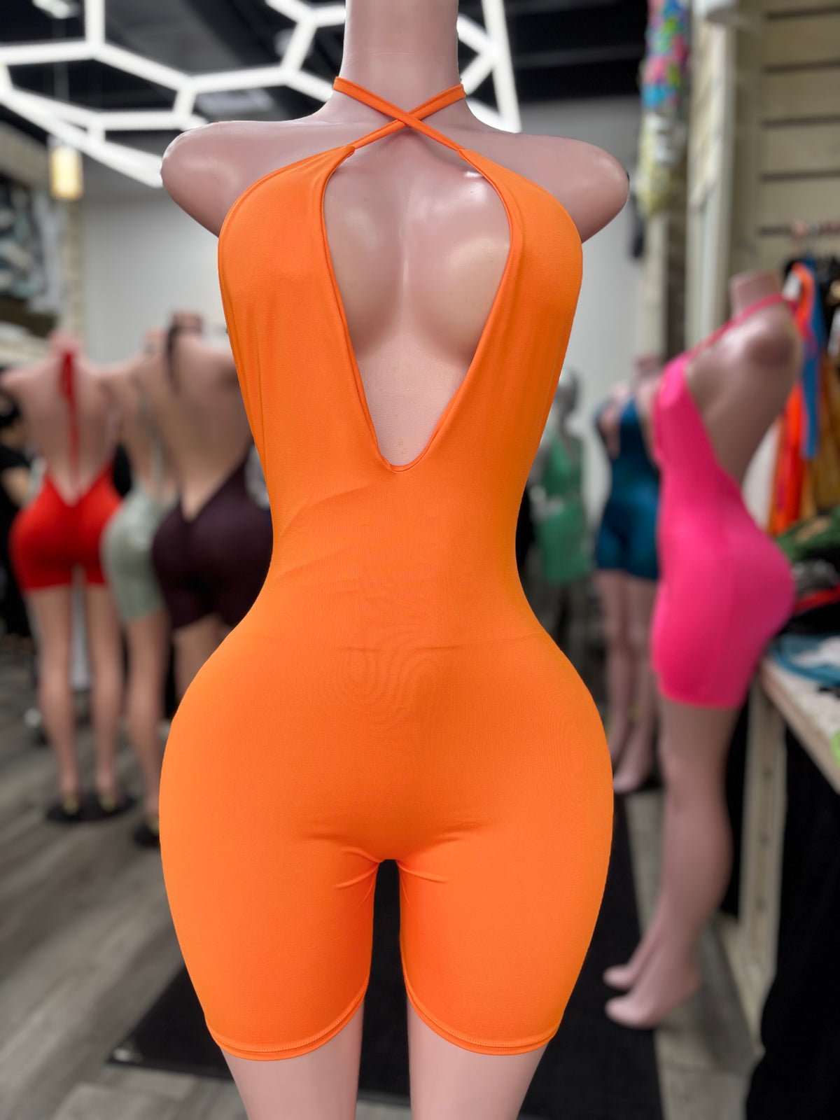 Molly Halter Romper Orange