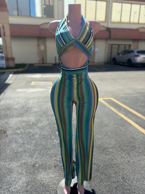 Halter Striped Jumpsuit