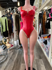 VCut Leather Bodysuit