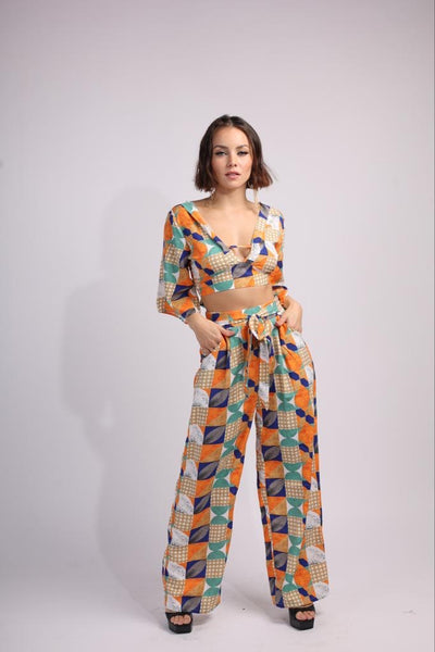 Hologram Wide Leg Pant Set