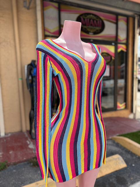 Colorful Long Sleeve Cover Up