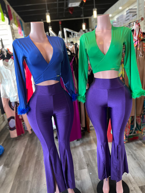 Cut Open Wide Leg Pant Set