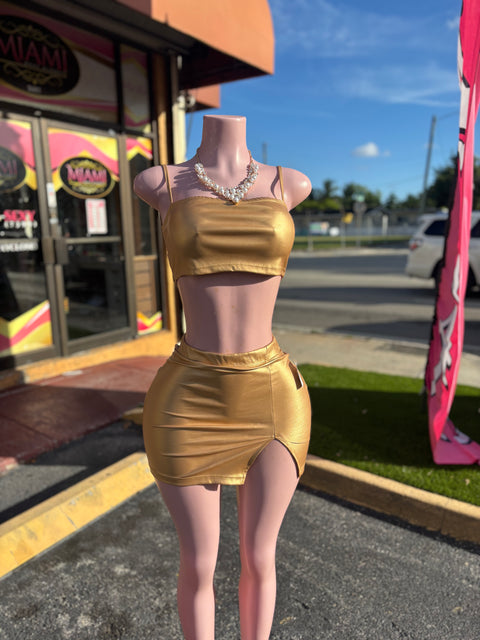 Gold Skirt Cute Set