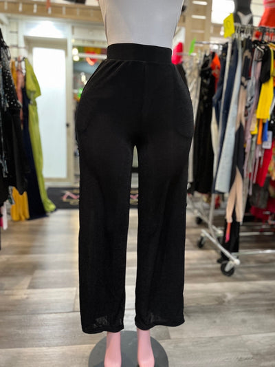 BLACK SEE THRU LOOSE PANTS