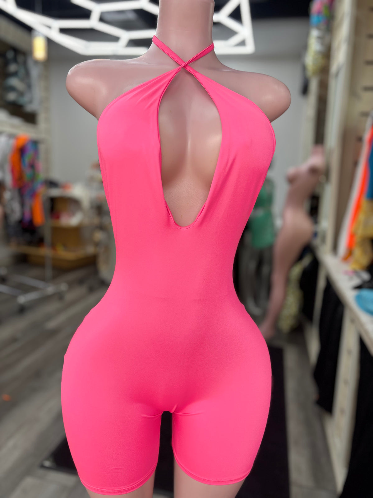 Molly Halter Romper Pink