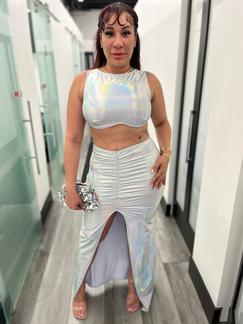 Metallic Skirt Maxi Set