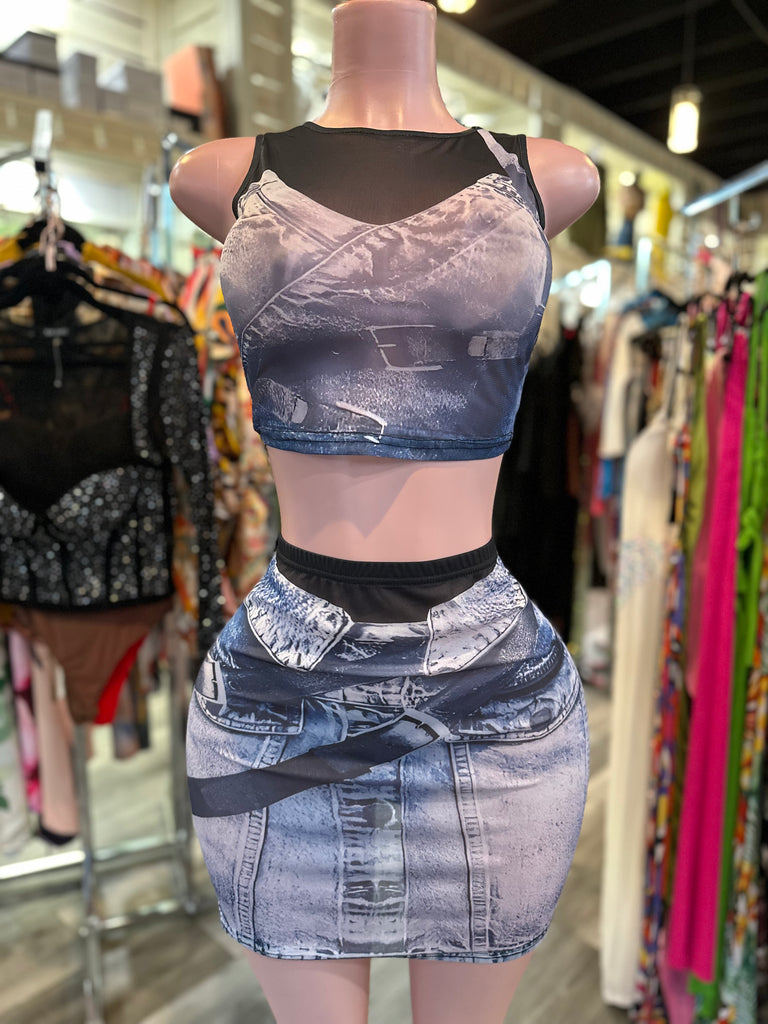 Mesh Baddie Skirt Set
