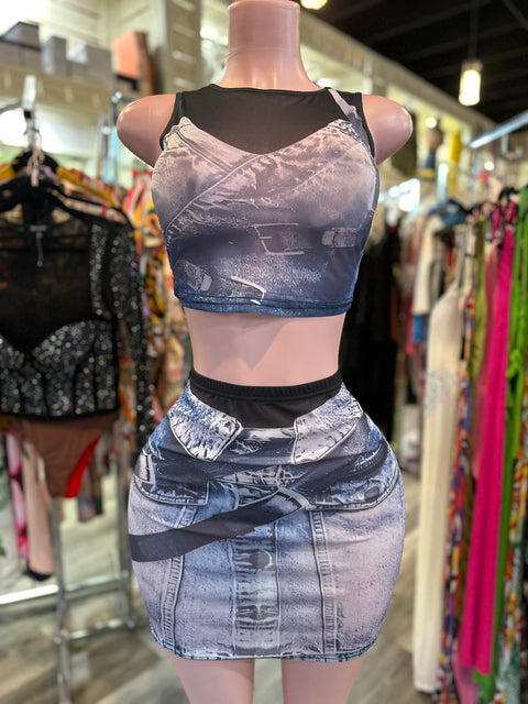 Mesh Baddie Skirt Set