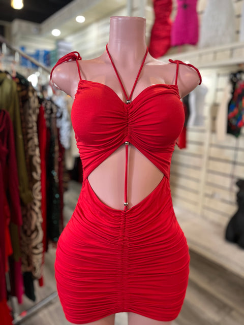 RUCHED CAMI MINI DRESS