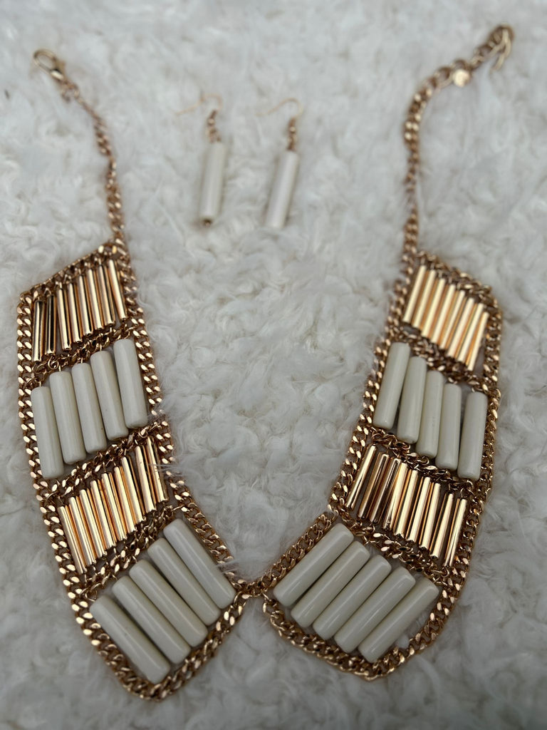 Vintage Gold & White Necklace