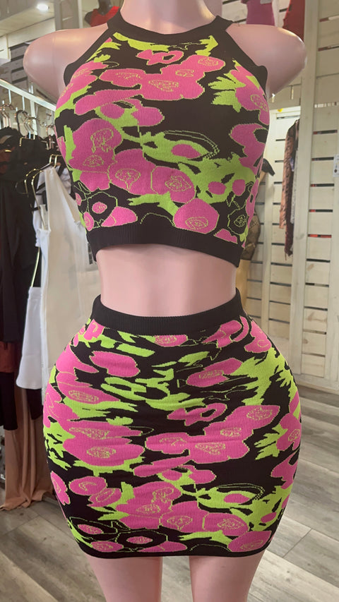 Lime Bright Skirt Set